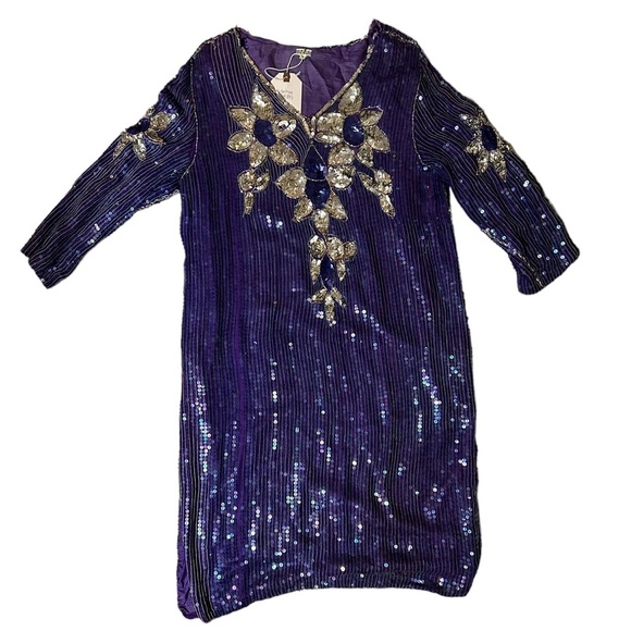 Fully Beaded Silk Tunic Dress Vintage - Picture 4 of 13